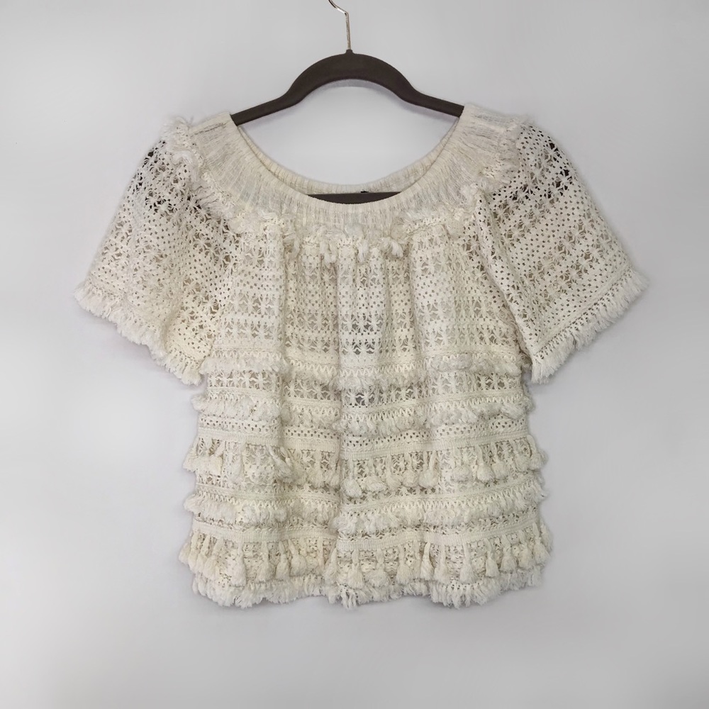 Anthro Love Sam tassel off the shoulder top